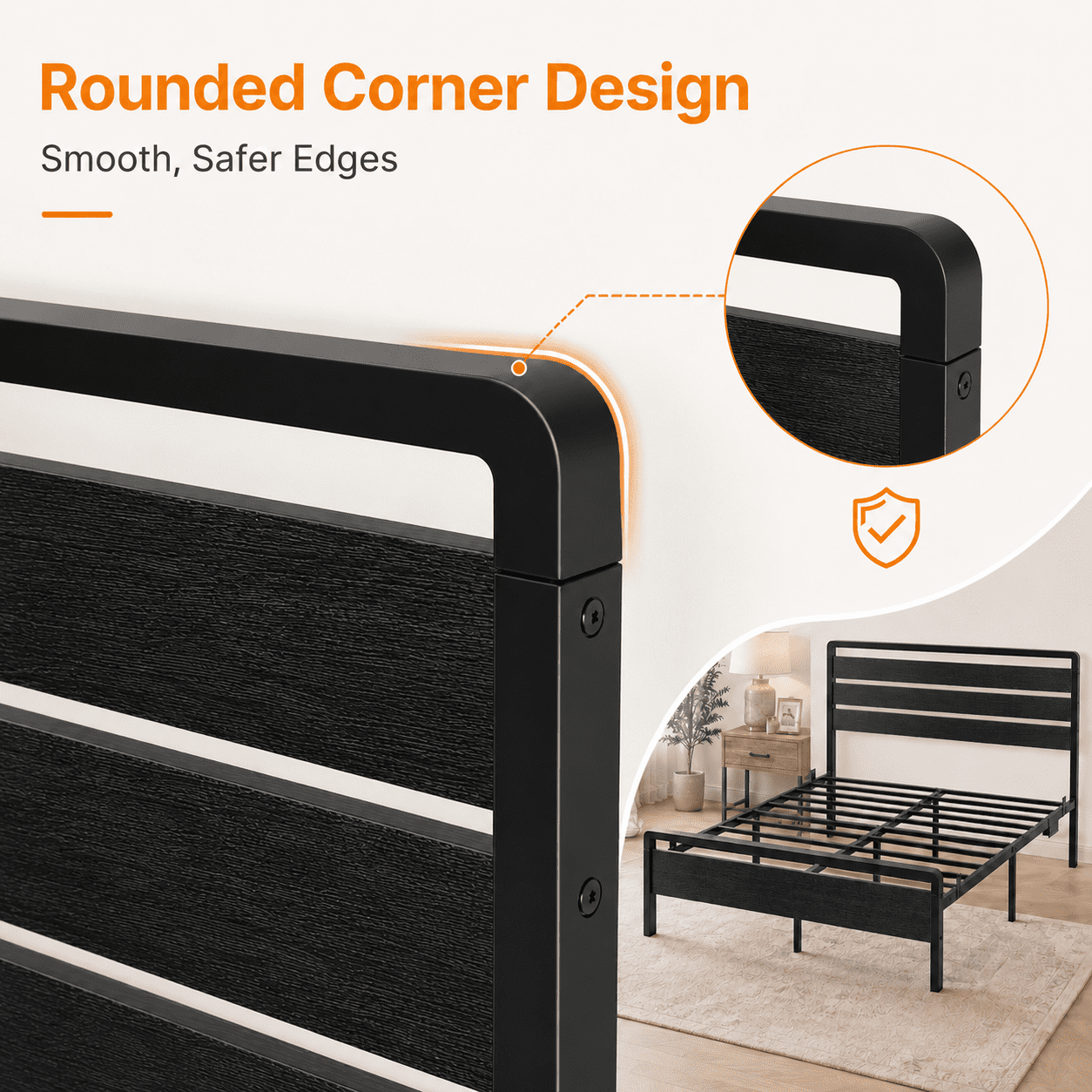 Zimtown Full Platform Bed Frame with 12-Inch Under-Bed Storage, LED Lighted Headboard & Footboard, Modern Apartment Bedroom,Black