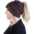 thumbnail image 1 of HSHDLDF Ponytail Messy Bun BeanieTail Women's Beanie Solid Ribbed Hat Cap, 1 of 6