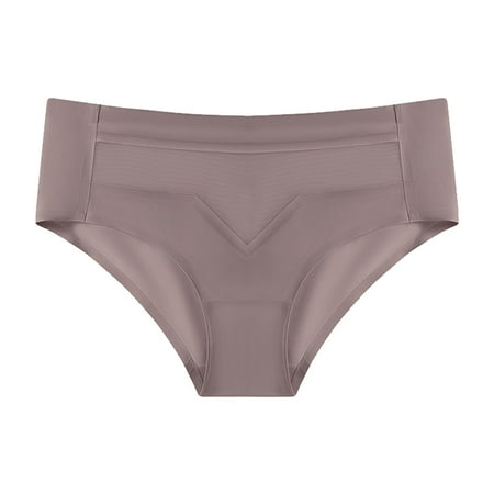 BYHONG Mid Waist Quick Drying Ice Silk Panties Thin Non Marking Ice Silk Underwear Womens Ice Silk Panties Womens Panties Khaki XL