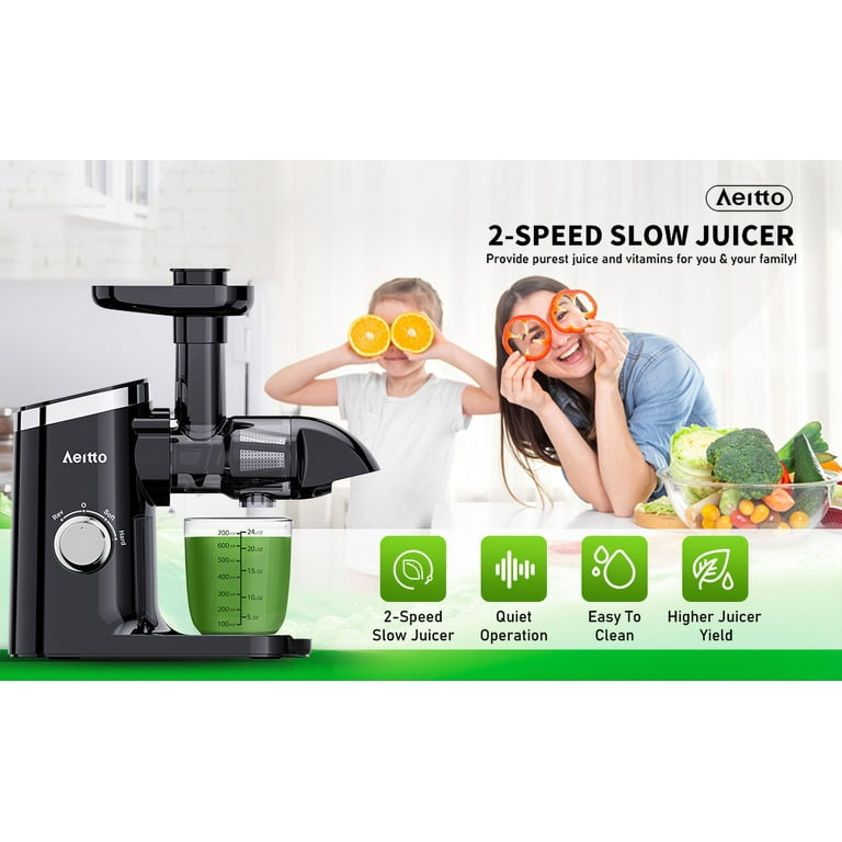 Cold Press Juicer, Aeitto® Masticating Juicer Machine for Fruits and  Vegetables,Slow Juicers and Extractors,with Reverse Function&2-Speed  Mode,Juice