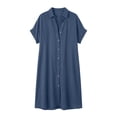 thumbnail image 4 of Noric Women's Short Sleeve Shirt Dresses Casual Solid Color Button Down Midi Dresses for Summer Daily Vacation, 4 of 6