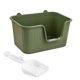 thumbnail image 3 of Lavabo para arena de gatos con pala, bandeja de arena para mascotas con parte abierta, inodoro para orinal para gatitos, bandeja de arena , verde L Verde Grande, 3 of 8