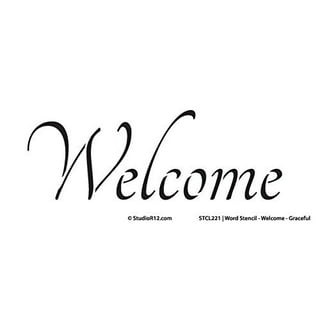 Welcome Stencil by StudioR12 Skinny Serif Arched Word Art - Small