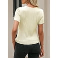 thumbnail image 3 of SHEWIN Womens Summer Tops Short Sleeve Textured Tops Casual Crewneck Solid Slim Fitted Basic T Shirts Tee Blouses, 3 of 7