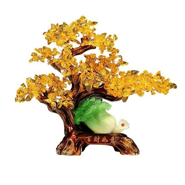 Crystal Money Tree Feng Shui Statue Wealth Decoration | Fortune Tree Gem Tree for Home Office Decor, Spiritual Ornament