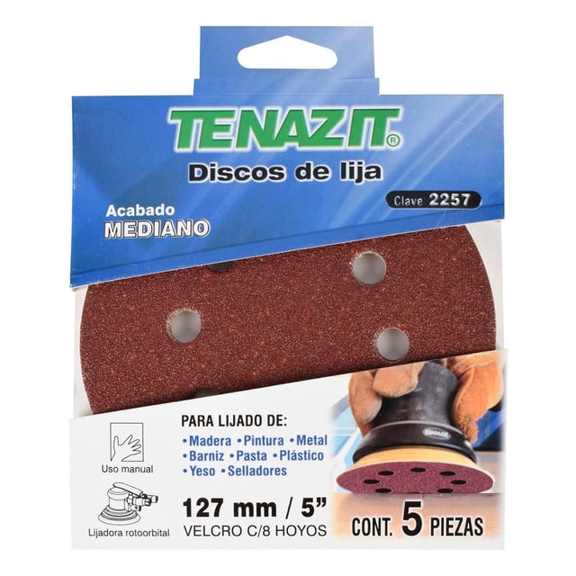 Disco De Lija Mediano Tenazit Velcro 5" 5 Piezas