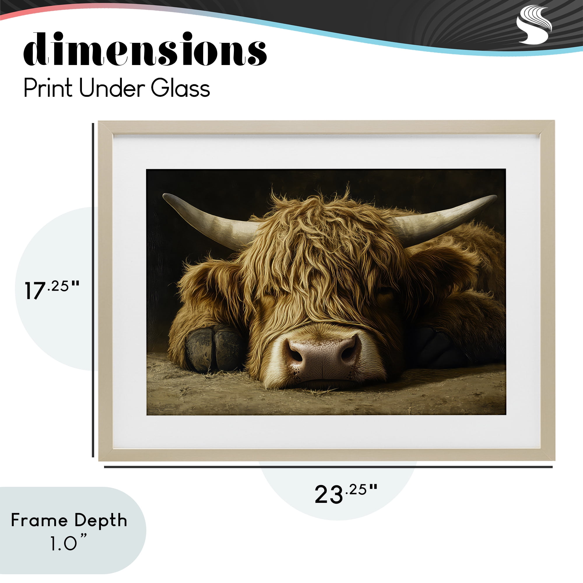 Stupell Industries Sleeping Highland Cow & Hoof Birch Framed Print Under Glass, design by The Wands Want