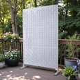 thumbnail image 2 of Tcbosik Metal Privacy Screen Outdoor, 76"H x 48"W Decorative Fence Screen, Freestanding Privacy Panel for Deck, Porch, Balcony, Backyard, White, 2 of 8