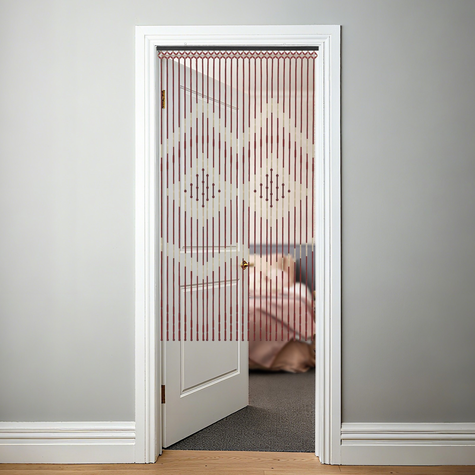 Natural Wood Bamboo Beaded Curtain for Doorway Room Divider 27 Strands for Iiving Rooms,Study Rooms