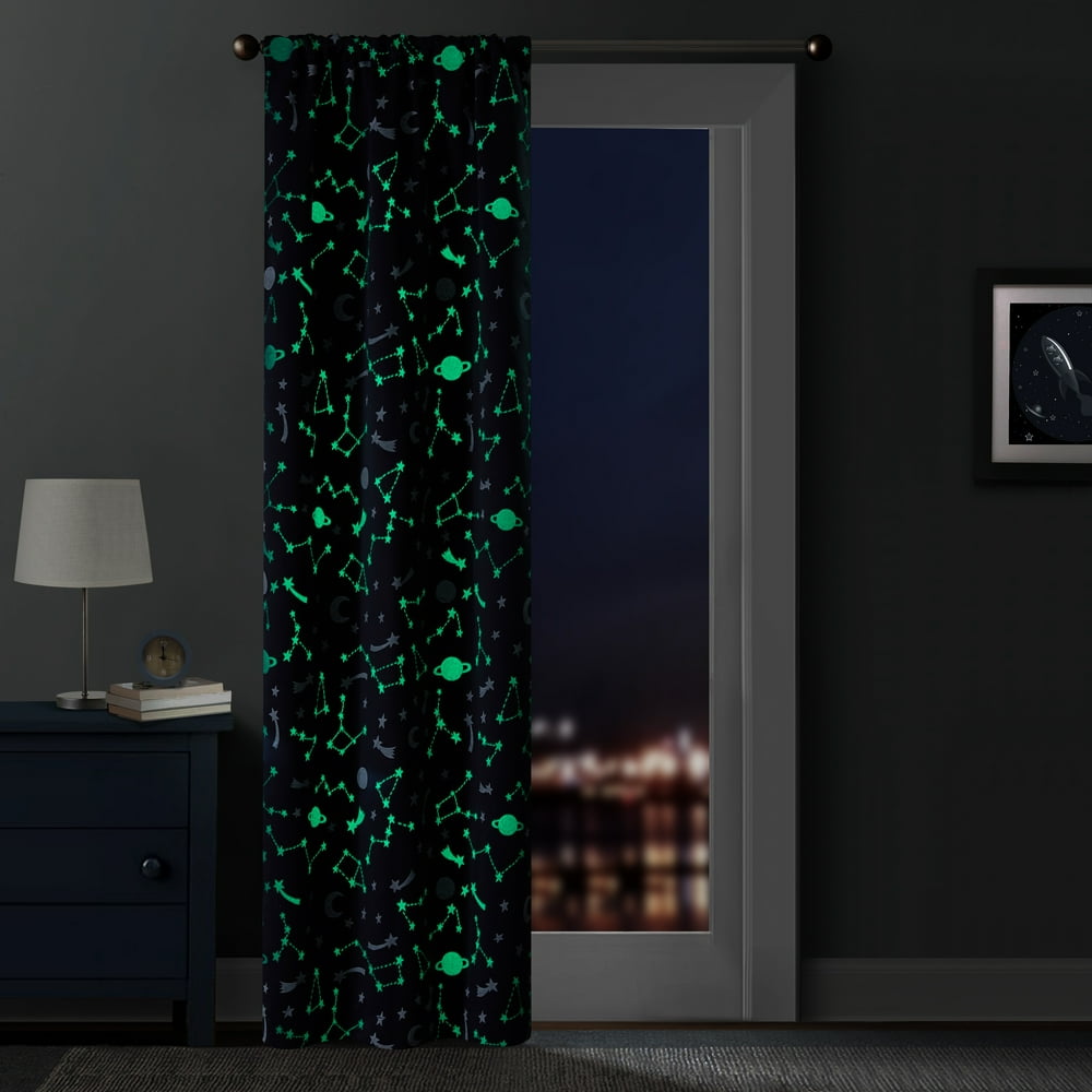 Your Zone Glow in the Dark Blackout Galaxy Curtain Panel, 38" x 84
