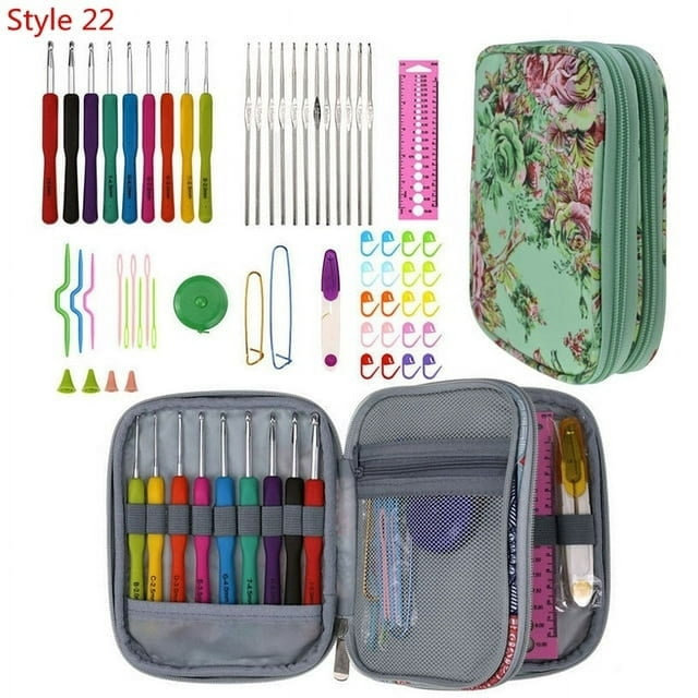36 Styles Crochet Hooks Set Knitting With Yarn Weave Knitting Needles Hook Kit Sewing Tools Gauge Scissors Knit with Storage Bag