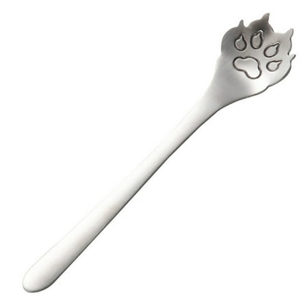 

iaksohdu Cute Dog Paw Stainless Steel Long Handle Ice Cream Dessert Coffee Spoon Flatware
