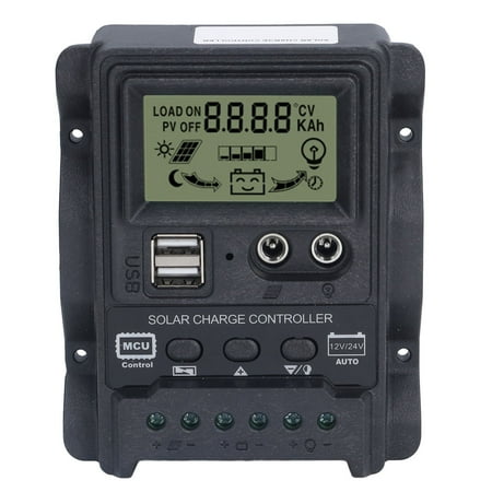 

Dual USB Solar Charge Controller Power Off Memory ABS PWM Charges Controllers Temperature Display For Batteries 10A 130W 260W