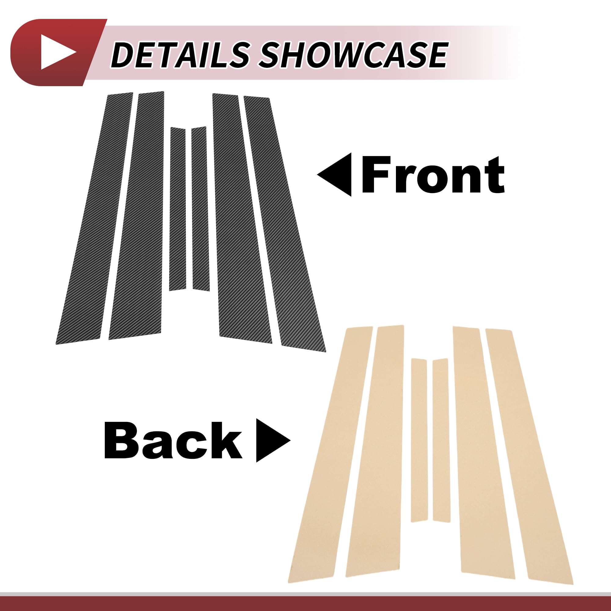 Unique Bargains 6Pcs Door Pillar Window Trim For Nissan Maxima 2004-2008 Carbon Fiber