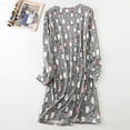 thumbnail image 2 of Defitshape Women's Long Sleeve Cotton Nightgown Summer Fall Cute Short Sleep Shirt Soft Pajama Nightshirt Lightweight Pjs Cartoon Sleepwear Patterned9 Grey Penguin X-Large, 2 of 4