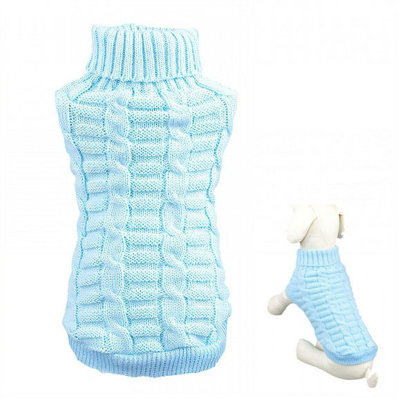 TELOLY 1Pcs Dog Sweater,Polyester Dog Jackets for Small Dogs,Dog Shirts,Blue,L