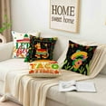 thumbnail image 4 of Mexican Fiesta Throw Pillow Covers,Cinco De Mayo Decorations Linen Throw Pillow Covers,Taco Time Catus Mexican Party Supplies Outdoor Couch Cushion Case 18" x 18" Set of 4, 4 of 4