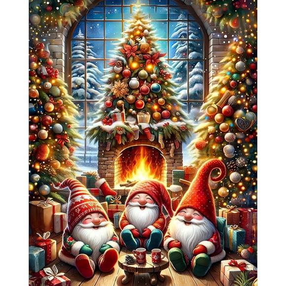 Adult Christmas Paint by Number Set - Christmas Tree Paint by Number Set, Adult Christmas Tree Paint by Number Set, Canvas Material, Suitable for Home Wall Decoration, 16x20 inch Frameless