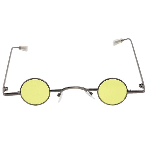 Small Round Frame Sunglasses Creative Eyeglasses Decorative Party Glasses Beach Eyewear for Men Women (Yellow)