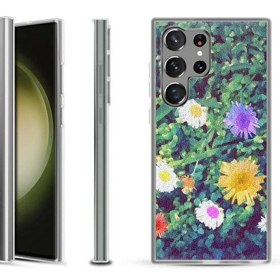 Shockproof Gel Phone Case for Samsung Galaxy S23 Ultra 5G, by OneToughShield ® - Daisy Paint