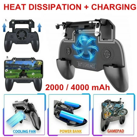 Phone Controller with 2000mAh Power Bank Cooling Fan, Mobile Controller Phone Game Mobile Trigger Joystick L1R1 Gamepad Grip Remote for 4-6.5 Inch Android iOS (2019 (Best Ios Fps Games 2019)