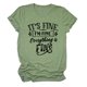 thumbnail image 1 of Camiseta de verano con estampado de letras negras sobre verde oliva, manga corta, cuello redondo, para mujer, talla XL, informal, de gran tamaño, 1 of 4