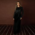 thumbnail image 2 of Elegante vestido largo de 3 piezas para mujer y niña, top de terciopelo y satén, vestido negro sin mangas para dama, ropa XS-XXXL, 2 of 5