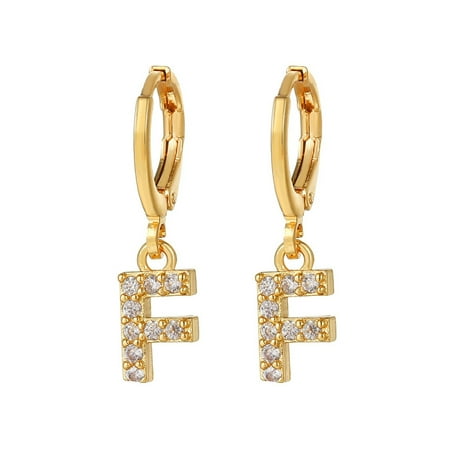 

26 Initial Earrings 26 Diamond Alphabet Earrings A Z 26 Alphabet Initial Gold Earrings Light Feeling Earrings For Women Girls