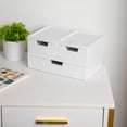 thumbnail image 3 of Martha Stewart Weston Stackable White Engineered Wood Boxes with Drawers, Office Desktop Organizers, Set of 3, 3 of 12