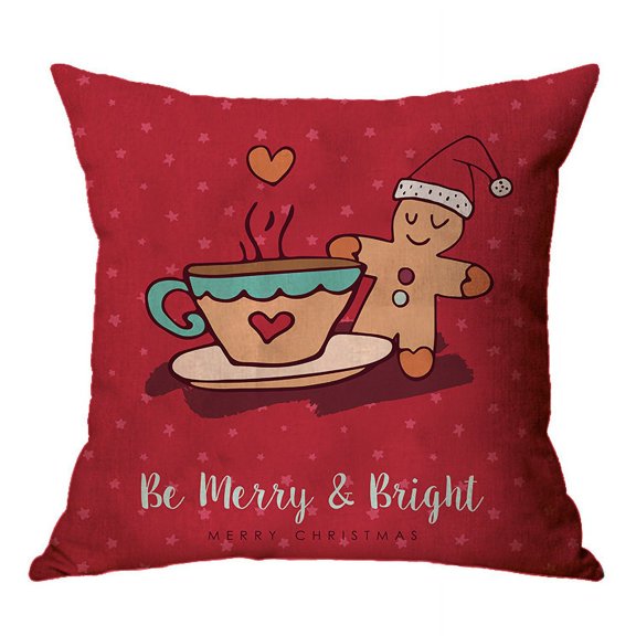 Yidarton Home Christmas Pillowcase Elk Santa Claus Holiday Printing Pattern Cushion Cover Car Sofa Pillow Cover
