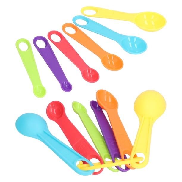Juego de 12 cucharas medidoras de colores, taza medidora de plástico y cuchara con escala, seguras y prácticas para cocina y panadería