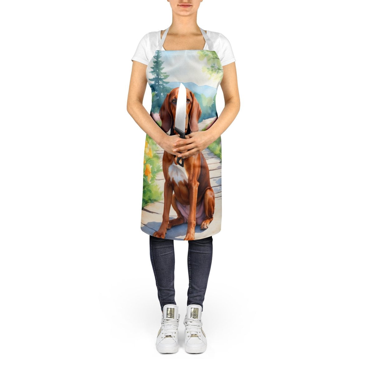 Redbone Coonhound Spring Path Apron 27 in x 30 in