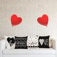 thumbnail image 4 of 4PCS Black Valentine’s Day Throw Pillow Case Decorations - Valentine Linen Cushion Cover 18 x 18 Inches Gift Decor for Sofa Couch, 4 of 6