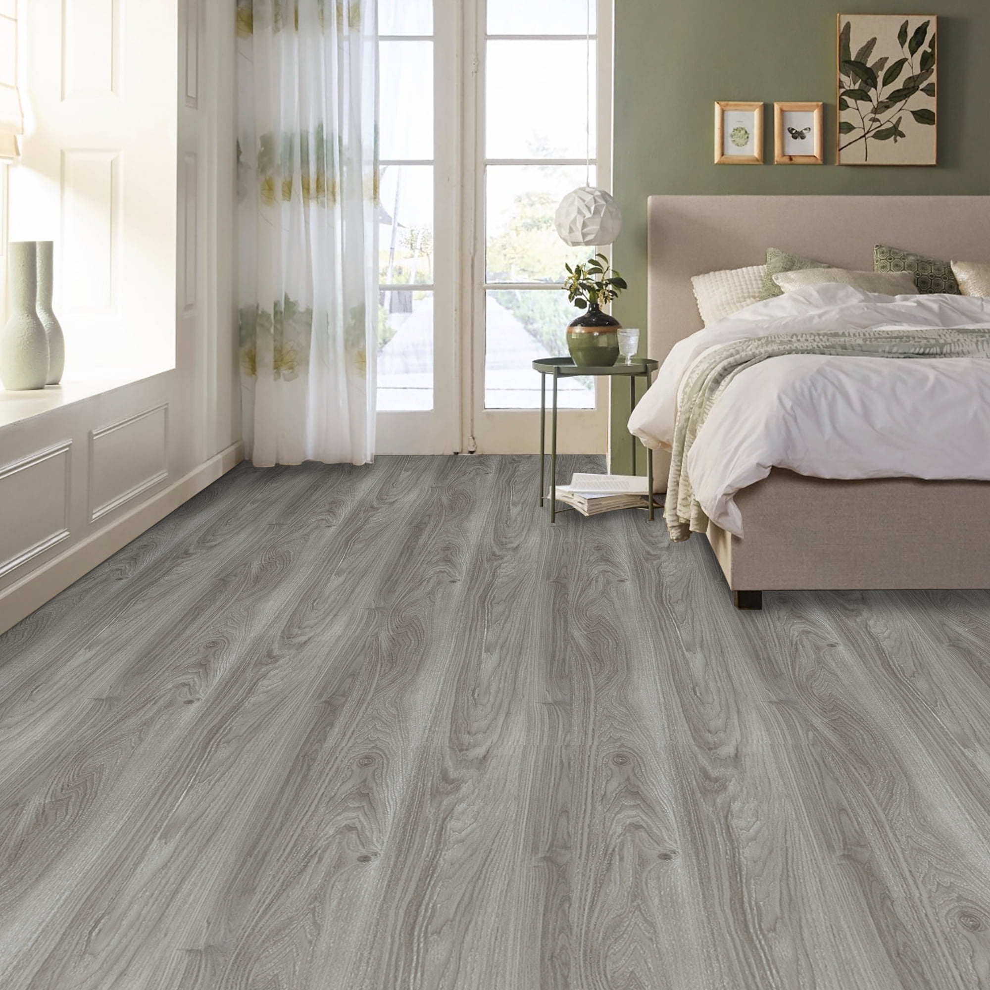 UMIGGEE Gray Peel and Stick Vinyl Flooring Roll 15.7-in x 236-in/25.7 Sq.Ft Thicken Self-Adhesive Vinyl Wood Grain Floor Wear-Resistant Easy DIY Install Home Decor