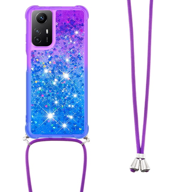 Funda para Xiaomi Redmi Note 12S 4G Brillantina Líquida Divertida Reluciente y con Cristales en Movimiento Cuerpo Cruzado con Cordón Ajustable
