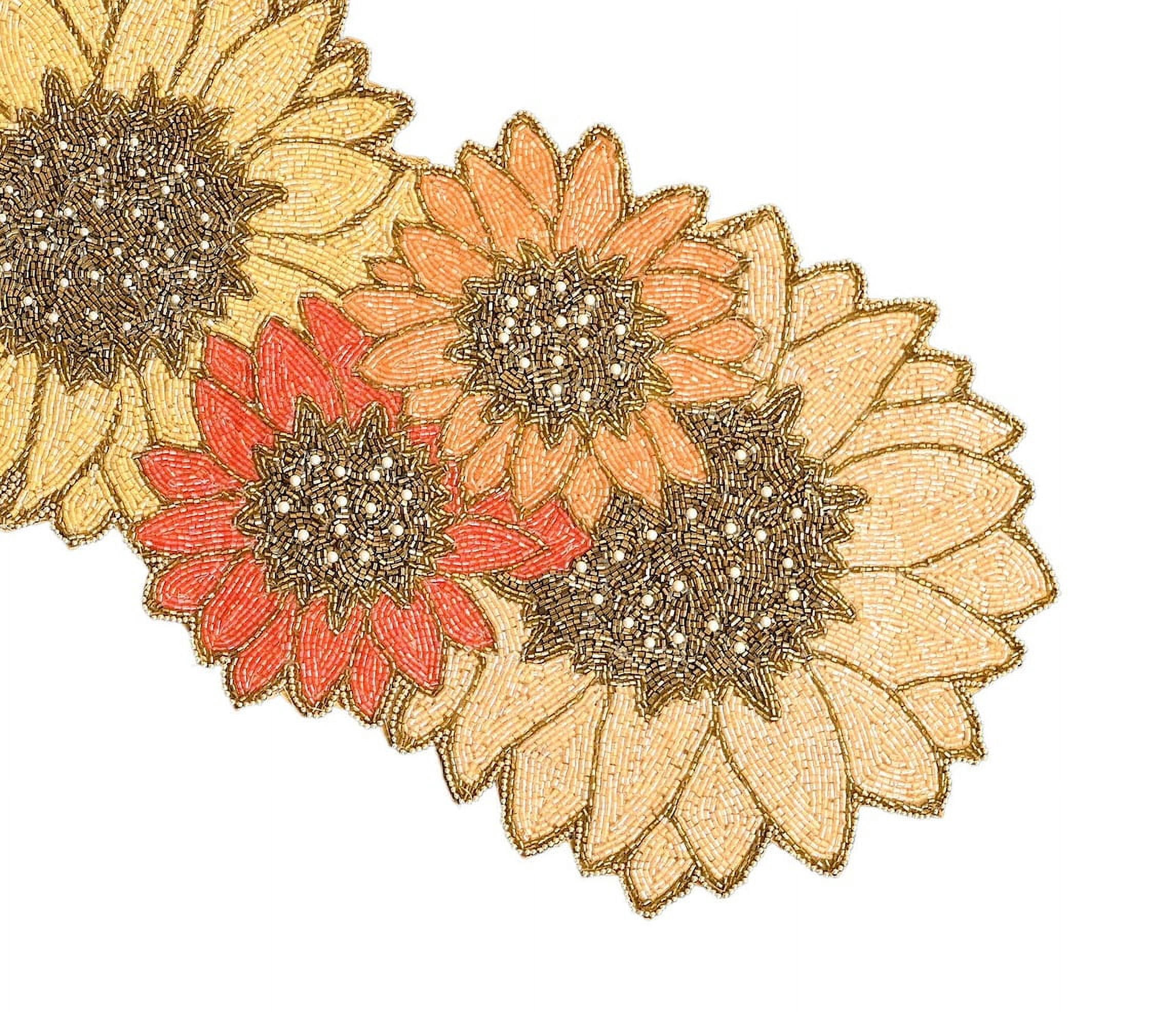 Handmade Beads Table Runner, Multicolor Sunflower Table Runner, Spring Tableware 13X36 Inch