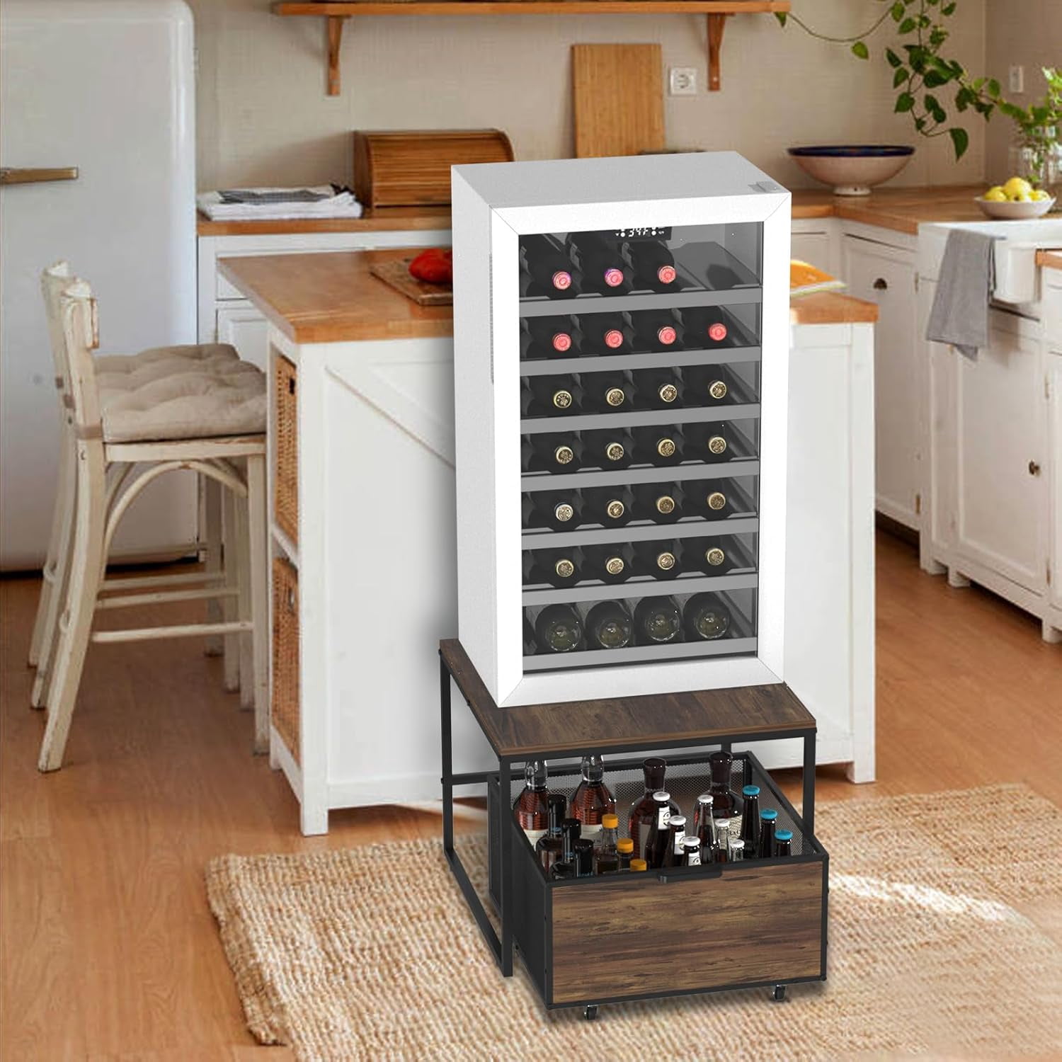 Fridge Stand with Storage, Heavy Duty Mobile Drawer for Dorm, Home, Kitchen, Office