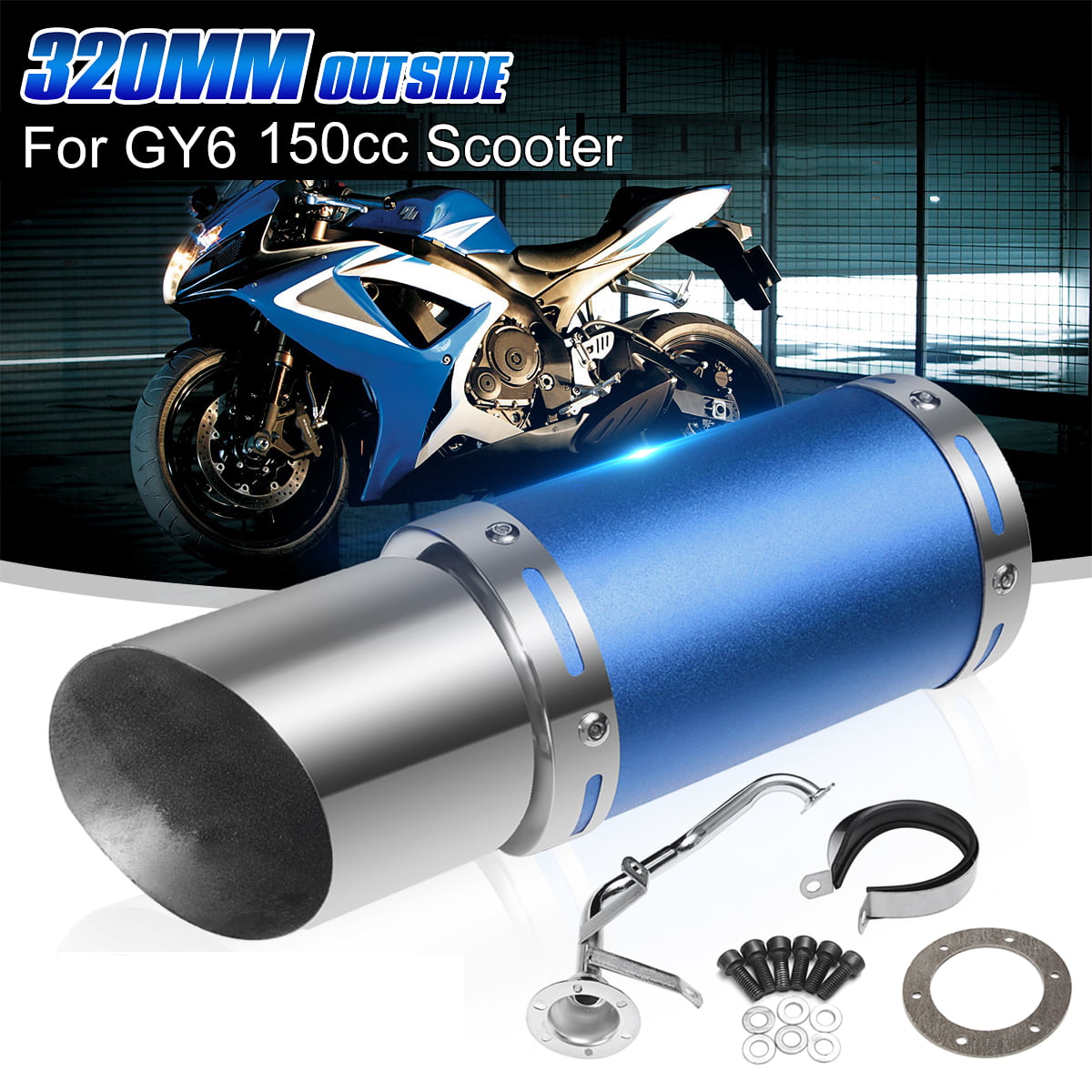 Motorcycle Exhaust 51mm Universal Motorbike Silencer Accessories Muffler Rear Tailpipe DB Killer Modified Noise Eliminator for Scooter ATV Pit Bike Black 1