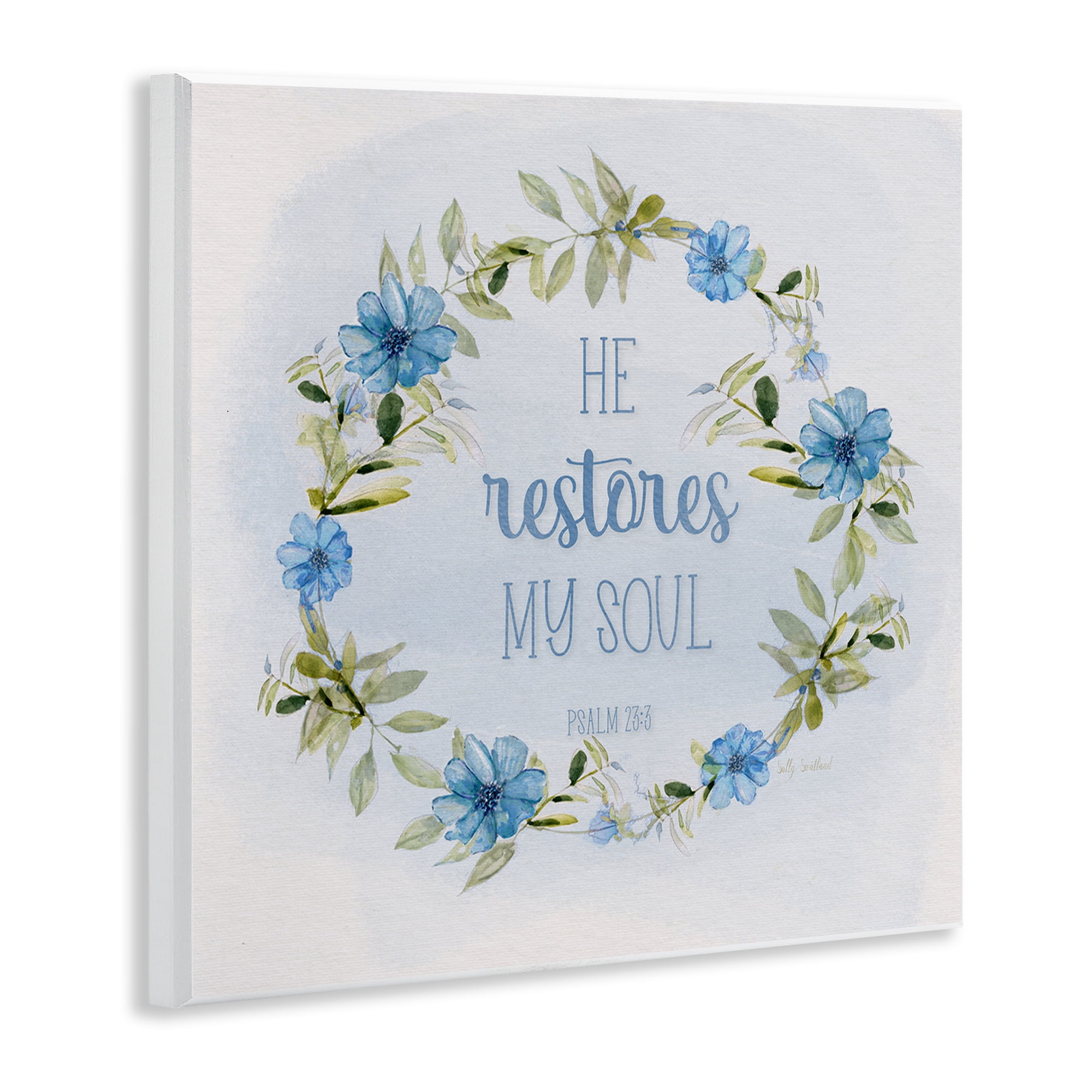 Stupell Industries Restores My Soul Proverb Religious & Spiritual Painting Unframed Art Print Wall Art, 12 x 12