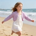 thumbnail image 6 of Dlentnea Girls Cardigan Sweater Kids Knit Cover up Button Cropped Tops Hollow out Long Sleeve Cardigans, 6 of 8