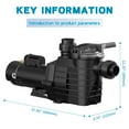 thumbnail image 6 of 2.5HP 6420GPH In/Above Ground Swimming Pool Pumps,1900W 3450RPM/1725RPM Dual Speed Self-Priming Pump for Spa Bathtub Irrigation,High Flow and Energy Saving, 6 of 8