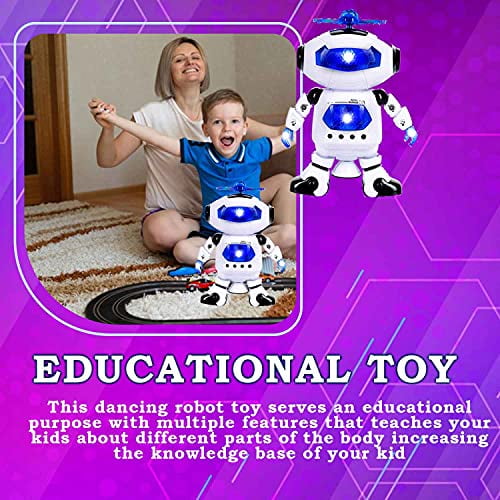 Toysery Walking Robot Toys for Kids 360 Body Spinning Dancing Robot Toy with LED Lights Flashing and Music Smart Interactive Electronic Kids