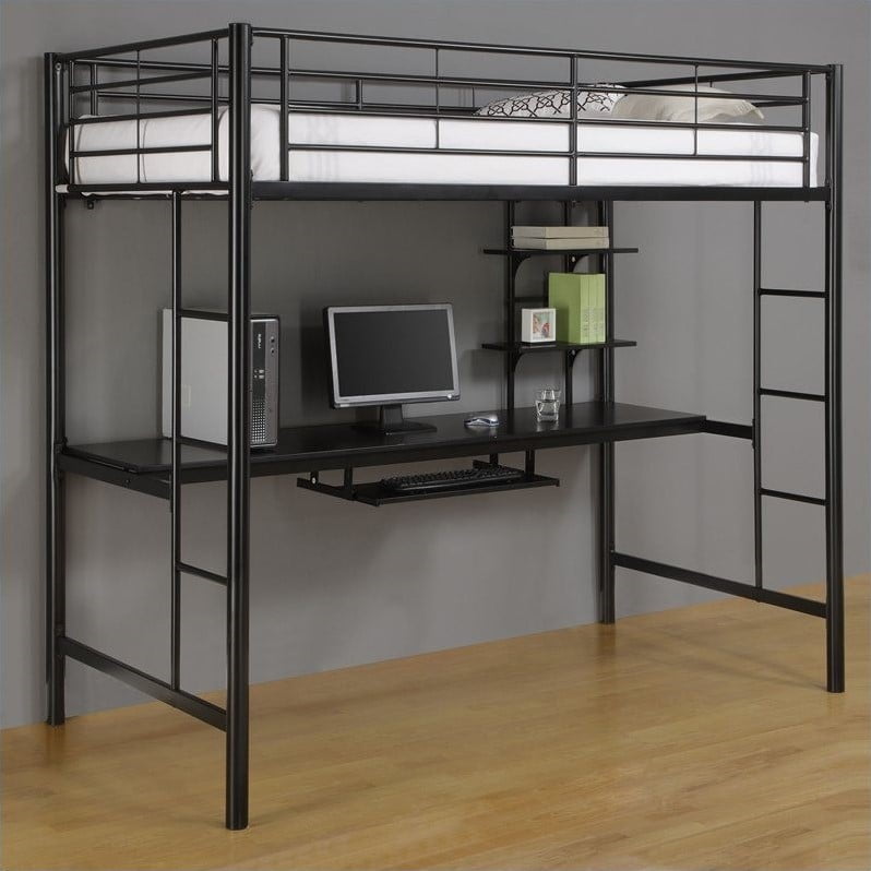 Metal Twin Workstation Desk Loft Bunk Bed In Black Walmart Canada