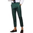 thumbnail image 4 of INSPIRE CHIC Plaid Dress Pants for Men's Cropped Ankle Length Business Trousers Dark Green 34, 4 of 4
