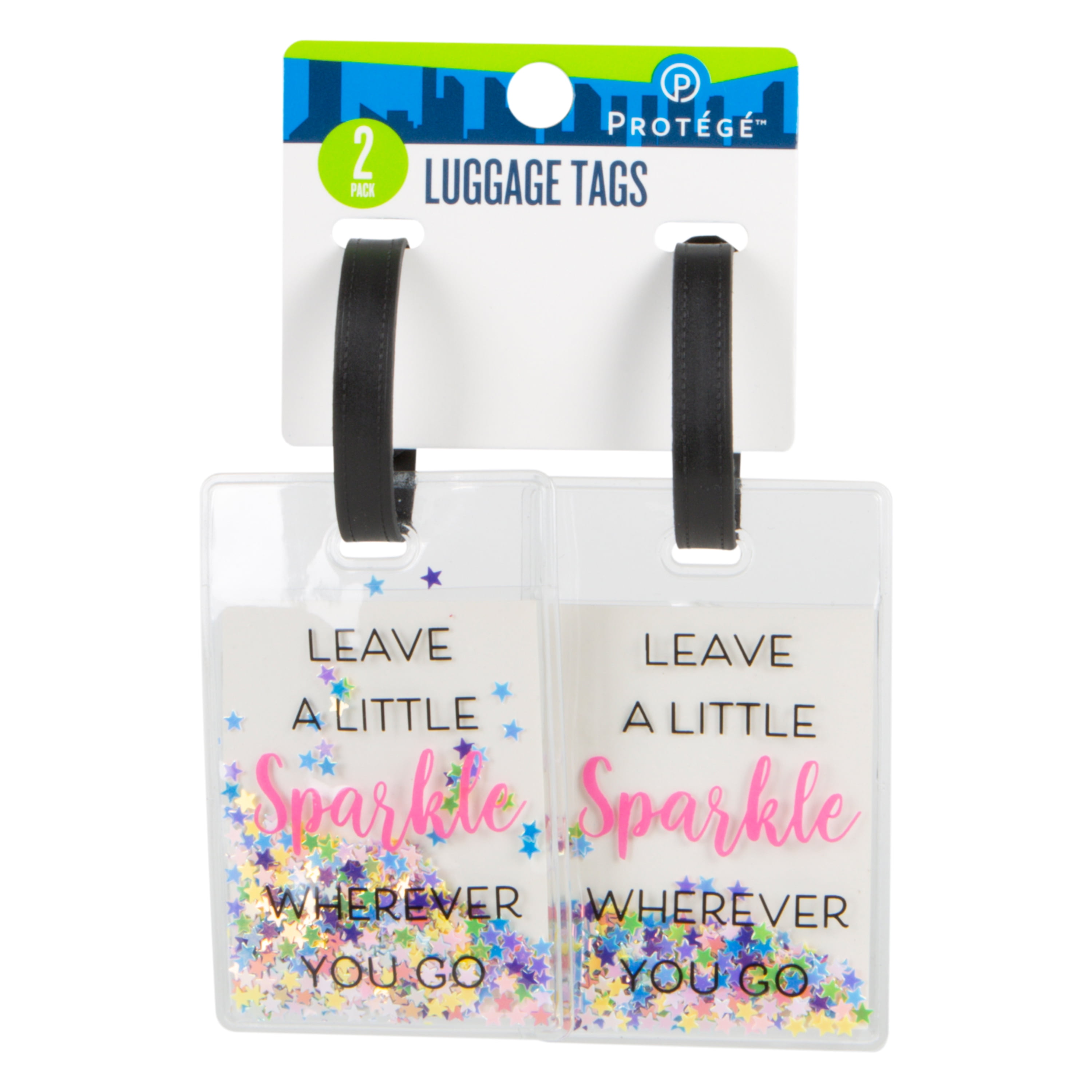 glitter luggage tag