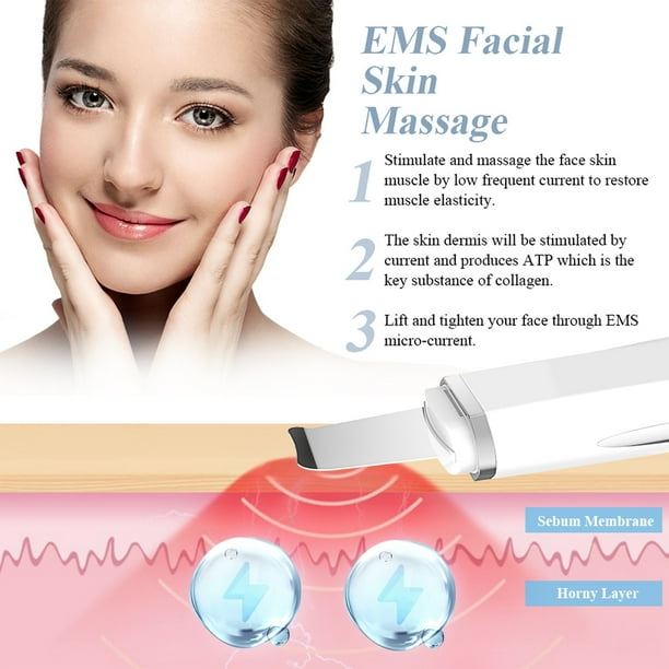 Anlan purificador ultrassônico da pele luz azul vermelha pá de limpeza facial peelingmachine acne remoção de cravo, branco