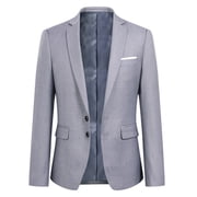 Mens Slim Fit Blazer Jacket Two-Button Notched Lapel Casual Suit Jacket