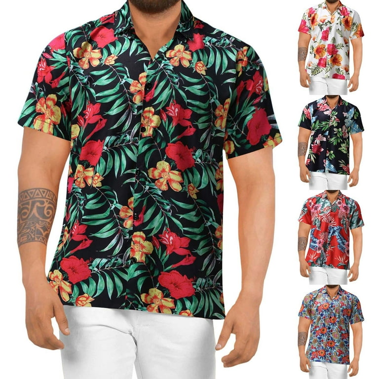 green shirts for men mens spring summer casual floral hawaiian