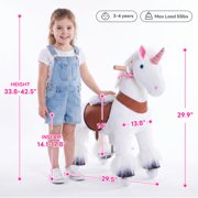 PonyCycle Ride-On Unicorn Toy with Sound and Hand Brake, Kid-Powered, Ages 3–4, White, U304