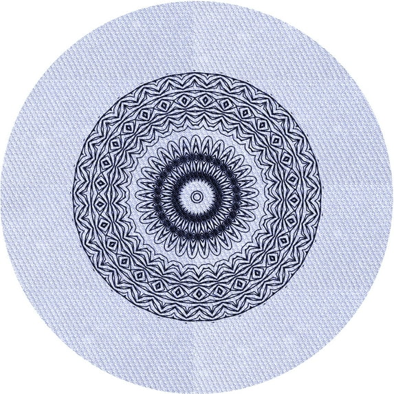 Ahgly Company Indoor Round Patterned Lavender Blue Area Rugs, 7' Round